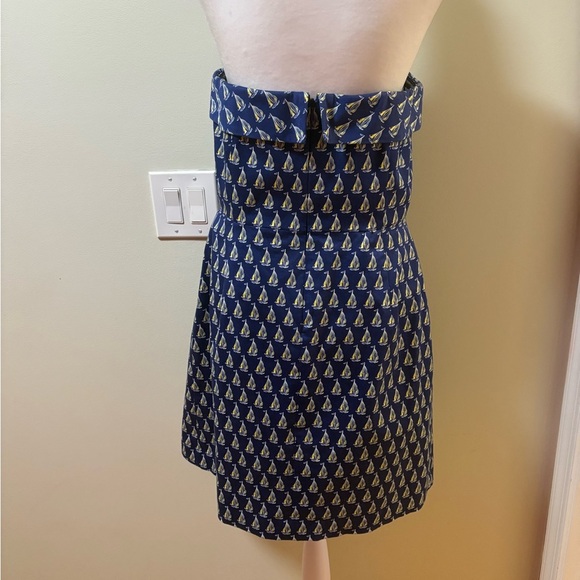 Vineyard Vines strapless mini dress sailboats navy sz 12 - Picture 2 of 5